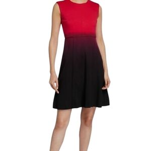 Catherine Malandrino Red & Black Ombre Sleeveless Fit & Flare Dress Size Large